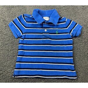 Ralph Lauren Baby Boys 18M Blue & White Striped Polo Shirt 100% Cotton
